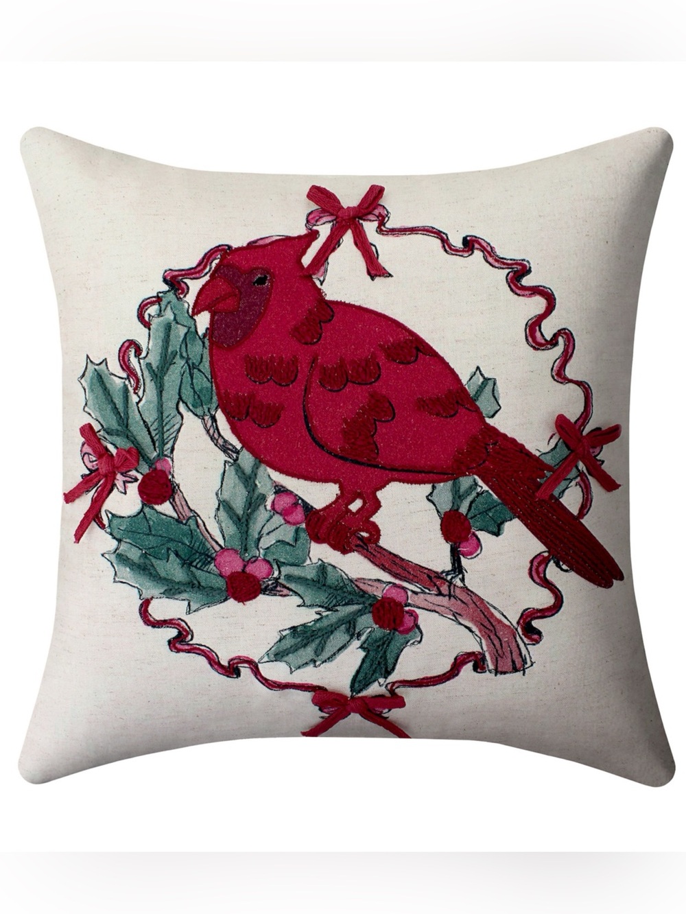 NWT St. Nicholas Square® Faux Linen Cardinal Decorative Throw Pillow